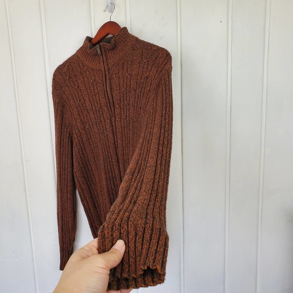 Oscar De La Renta Men's Large Cable Knit Sherpa 1/4 Zip Pullover Sweater - Picture 4 of 10